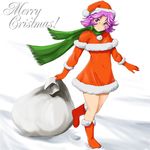  christmas glasses latooni_subota purple_hair santa_costume shu-z solo super_robot_wars 