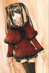  absurdres black_hair black_legwear blue_eyes coat copyright_request highres konoe_ototsugu long_hair skirt solo thighhighs twintails zettai_ryouiki 