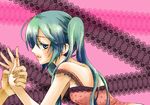  aqua_hair bad_id bad_pixiv_id camisole hatsune_miku ichimatsu_shiro long_hair romeo_to_cinderella_(vocaloid) solo_focus twintails vocaloid 