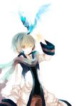  bad_id bad_pixiv_id blonde_hair coat contrapposto cowboy_shot headphones kaito long_sleeves male_focus open_clothes open_coat orange_eyes sabutarou simple_background solo standing vocaloid white_background 