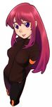  blush highres lips original pandaun pink_hair purple_eyes smile solo sportswear 