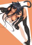  all_fours animal_ears bad_id bad_pixiv_id black_hair breasts cat_ears cat_tail claws dark_skin fang large_breasts legs long_hair original pasties solo tail yellow_eyes zucchini 