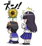  black_hair flower hair_flower hair_ornament head_wreath multiple_girls sakugawa_school_uniform saten_ruiko school_uniform serafuku skirt sunflower to_aru_kagaku_no_railgun to_aru_majutsu_no_index uiharu_kazari usatarou 