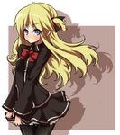  blonde_hair blue_eyes blush long_hair pantyhose quiz_magic_academy sasamashin shalon skirt smile solo 