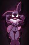  2015 anthro bikini breasts chest_tuft clothed clothing eevee elpatrixf fak&eacute;mon fangs female fur gastly grin long_ears navel nintendo open_mouth pointing pointing_at_self pok&eacute;mon pok&eacute;morph pokemon_fusion pubes shadow solo swimsuit tuft video_games white_sclera 
