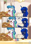  animated doughnut eating english_text equine female feral food friendship_is_magic group horn male mammal marsupial my_little_pony mysticalpha opossum princess_celestia_(mlp) princess_luna_(mlp) text tiberius_(mlp) winged_unicorn wings 