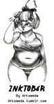  2015 anthro arkomeda big_breasts blush breasts butt chubby clothing cute emelie female fqat hair ink inktober mammal monochrome panties pig pignose porcine sleepy traditional_media_(artwork) underwear 