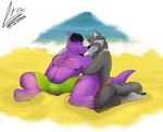  aetherel beach canine clothed clothing couple fish half-dressed loincloth male mammal marine padzyan_(character) piercing seaside shark topless wolf zordy_and_keabo 