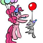  balloon cat equine feline friendship_is_magic happy hat horse mammal my_little_pony party_hat pinkie_pie_(mlp) pony simple_background tagme unknown_artist white_background 