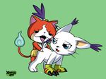  blush cum digimon female gatomon jibanyan male male/female penetration vaginal vaginal_penetration video_games xierra099 yo-kai_watch 