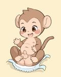  baby balls blush butt churoe cub cute diaper fur long_tail mammal monkey nipples open_mouth penis primate smile solo teeth tuft young 