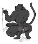  after_sex anthro balls baralust biceps big_penis black_body butt cum cum_in_ass cum_inside cum_on_ground cum_on_hand feline jaguar looking_at_viewer male mammal muscular penis raised_tail solo tagme vein veiny_penis 