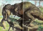  bite claws dinosaur fight source_request teeth tyrannosaurus_rex unknown_artist 