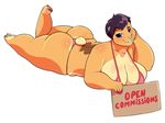  advertisement anthro big_breasts big_butt bikini breasts butt cleavage clothed clothing commissions creamygravy female fur looking_at_viewer mammal marmot simple_background smile solo swimsuit 