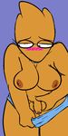  2015 alphys blush breasts buckteeth claws clothing dickgirl eyewear glasses intersex monster panties panties_down penis teeth undertale underwear unknown_artist video_games 