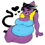  &lt;3 2015 anthro big_breasts breasts cat catty_(undertale) cleavage clothed clothing colored ear_piercing feline female fur hair highlights hypnofood looking_at_viewer mammal nails overweight piercing sharp_teeth shirt simple_background smile solo teeth thick_thighs tongue tongue_out undertale video_games voluptuous wide_hips 