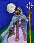  anthro canine cape claws clothed clothing dress female fur hair hood kyoht_luterman mammal melee_weapon moon night outside simple_background solo staff video_games warcraft weapon were werewolf wolf worgen world_of_warcraft 