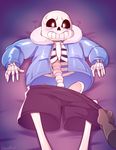  2015 blush bone clothed clothing first_person_view lizardbat_(artist) sans_(undertale) skeleton skull sweat undertale undressing video_games 