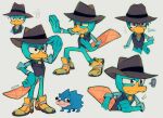  2025 anthro beak brown_eyes clothing crossover disney duo eulipotyphlan feral footwear formal hat headgear headwear hedgehog hi_res male mammal monotreme perry_the_platypus phineas_and_ferb platypus reynarabi sega shoes simple_background sonic_the_hedgehog sonic_the_hedgehog_(series) tail topwear 