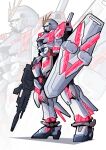  absurdres beam_rifle energy_gun from_side green_eyes gun gundam gundam_narrative gylmyr highres holding holding_gun holding_weapon mecha mecha_focus mobile_suit narrative_gundam narrative_gundam_c-packs no_humans nt-d profile robot science_fiction shield solo standing v-fin weapon zoom_layer 