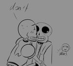  2015 anthro bone camera caught clenched_teeth dialogue duo_focus english_text fishboner_(artist) grey_background group happy incest male monochrome nervous papyrus_(undertale) protagonist_(undertale) sans_(undertale) simple_background skeleton smile sweat teeth text undertale video_games 