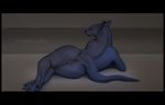  anthro anus arkkin big_butt big_ears black_scales blue_skin butt cosmiclife digitigrade female lying nude pinup pose presenting presenting_hindquarters pussy rear_view scales scalie solo 