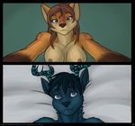  2015 anthro antlers black-kitten canine cervine comic deer duo female female_pov first_person_view fox heterochromia horn male male/female mammal sex 