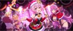  2boys 3girls :d ;) arakuremono_(konosuba) bandaged_arm bandages bell black_dress blonde_hair blue_eyes bow breasts candy candy_cane capelet carla_(konosuba) christmas christmas_ornaments cleavage collarbone demon_girl detached_sleeves dress dress_bow dust_(konosuba) food fur-trimmed_capelet fur-trimmed_dress fur-trimmed_headwear fur-trimmed_sleeves fur_choker fur_trim game_cg green_bow groin hair_between_eyes hat hat_ornament highres holding holding_candy holding_candy_cane holding_food kono_subarashii_sekai_ni_shukufuku_wo! konosuba!_fantastic_days large_breasts leaning_forward long_hair looking_at_viewer medium_breasts multiple_boys multiple_girls neck_bell no_tail no_wings official_alternate_costume official_art one_eye_closed pink_eyes pink_hair pointy_ears pom_pom_(clothes) red_capelet red_dress red_eyes red_hat red_sleeves santa_costume santa_dress santa_hat shinjin_succubus_(konosuba) shiny_skin short_dress short_hair sidelocks smile star_(symbol) star_hat_ornament strapless strapless_dress two-tone_dress uketsuke_succubus_(konosuba) wavy_hair 