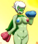  anthro breasts female lifecreator123 looking_at_viewer nintendo open_mouth pok&eacute;mon pussy red_eyes roserade solo video_games wide_hips 