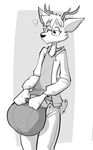  ... bulge cervine clothing deer ducky_(artist) eyewear glasses hoodie hyper hyper_bulge ink jeans male mammal monochrome solo underwear 