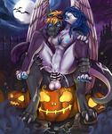  2015 anthro breasts canine cum cum_in_pussy cum_inside dragon duo female halloween holidays honovy knot male male/female mammal night orgasm penetration penis pumpkins pussy sex vaginal 