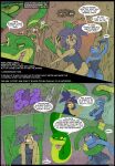  2023 absurd_res accessory amphibian anthro armless blue_body blue_eyes breasts brown_body brown_fur brown_hair clothed clothing coiling comic curvy_female curvy_figure dialogue digital_media_(artwork) duo english_text female female/female feral forest frog fur green_body greeting group hair hair_accessory hairband hi_res human interspecies jajuka jasper_(tacokurt) jungle jungle_background lagomorph legless leporid limbless long_ears long_hair male male/female male/male mammal one_piece_suit onomatopoeia open_mouth plant purple_hair python rabbit reptile scales scalie size_difference snake sound_effects strange_plant tacokurt tail text tree trio trowel willow_(tacokurt) yellow_eyes 