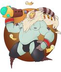  bard_(lol) beard biceps bulge chubby clothed clothing facial_hair hair half-dressed jockstrap league_of_legends long_hair male marlon.cores mask musclegut nipples pecs simple_background solo topless underwear video_games 
