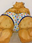  balls bear brown_fur bulge butt clothing donuts72 fur male mammal simple_background solo underwear white_background 