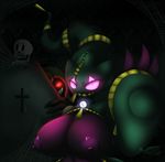  2015 ambiguous_gender anthro anthrofied areola banette big_breasts black_background bone breasts catherine claws clothed clothing cofagrigus coffin cross crossover female glowing grave group half-dressed huge_breasts latiar looking_at_viewer mega_banette mega_evolution nintendo nipples papyrus_(undertale) pok&eacute;mon pok&eacute;morph purple_eyes purple_nipples purple_skin red_eyes sharp_teeth simple_background skeleton skull smile tabitha teeth topless undertale video_games web zipper 