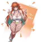  1980s_fashion 1girl absurdres aqua_hair blue_sweater breasts colored_inner_hair double_v fishnet_pantyhose fishnets hair_intakes highres hololive hololive_english huge_breasts kfp leg_up multicolored_hair official_alternate_costume official_alternate_hair_length official_alternate_hairstyle orange_hair pantyhose purple_eyes red_nails seventeencrows shoes solo sweater takanashi_kiara takanashi_kiara_(fever_night) thick_thighs thighs v virtual_youtuber white_shoes 