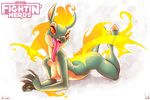  2015 anthro atryl breasts dragon equine female fire hybrid longma mammal nipples nude siden them&#039;s_fightin&#039;_herds tianhuo_(tfh) yellow_sclera 