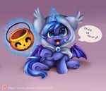  2015 cute english_text equine female feral friendship_is_magic halloween holidays horn mammal my_little_pony pridark princess_luna_(mlp) smile solo text winged_unicorn wings young 