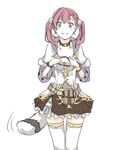  atelier_(series) atelier_escha_&amp;_logy belt bracelet braid escha_malier green_eyes hair_ornament hat hat_removed headwear_removed jewelry long_hair pink_hair ryoko_(game_x_over) solo tail thighhighs twintails white_background white_legwear 