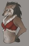  anthro canine fangs female fur fuzzy hair hands_on_hips mammal ribbons simple_background smile solo teeth thejinxess video_games warcraft were werewolf wolf worgen world_of_warcraft 