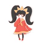  ashley_(warioware) big_hair black_hair blush_stickers dotmaru dress frilled_dress frills hairband mary_janes nintendo pantyhose red_dress red_eyes red_shoes shoes sleeves_past_wrists solo twintails warioware 