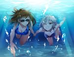  :t air_bubble anastasia_(idolmaster) barefoot bikini blue_eyes breasts breath brown_eyes brown_hair bubble diving freediving gen_(enji) goggles holding_breath holding_hands idolmaster idolmaster_cinderella_girls idolmaster_cinderella_girls_starlight_stage long_hair love_laika medium_breasts multiple_girls nitta_minami one-piece_swimsuit puffy_cheeks short_hair silver_hair smile swimming swimsuit underwater 