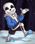  bone clothing hoodie male monster safe sans_(undertale) skeleton skull smile snow solo undertale veggie55 video_games 