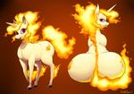  2015 big_butt butt cutie_mark equine female feral fire hair half-closed_eyes hooves horn looking_at_viewer mammal nintendo open_mouth outta_sync pok&eacute;mon ponification quadruped rapidash red_eyes sitting smile solo video_games 