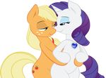  affection alpha_channel applejack_(mlp) cutie_mark duo equine female friendship_is_magic happy horse joey-darkmeat mammal my_little_pony necklace rarity_(mlp) smile suggestive 