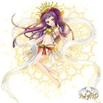  :&lt; amaterasu_(mythology) angry bare_legs barefoot blood_of_dragon blush breasts circlet forehead_jewel glowing headdress japanese_clothes jewelry loincloth long_hair miko musora navel necklace official_art open_mouth small_breasts solo sparkle tied_hair underboob underwear yellow_eyes 
