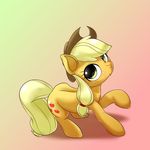  2015 applejack_(mlp) behind-space blonde_hair earth_pony equine female feral freckles friendship_is_magic fur green_eyes hair hat horse mammal my_little_pony orange_fur pony solo 