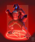  2015 abs anthro biceps canine claws clothing fur glowing glowing_eyes halloween holidays male mammal muscular muscular_male open_mouth open_shirt pecs shirt shorts solo standing toe_claws torn_clothing vallhund were werewolf wolf 