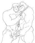  abs ape balls butt clothing donkey_kong_(series) erection frottage gorilla male male/male mammal monochrome muscular necktie nintendo nude open_pants pants pecs penis precum primate sex short_penis simple_background staticlustdemons underwear video_games white_background 