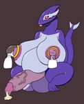  2015 anthro avian ball_gag balls belly big_balls big_belly big_breasts bound breasts chubby cum dickgirl erection gag hyper hyper_penis intersex lactating legendary_pok&eacute;mon lugia mr.under nintendo nipples nude penis pok&eacute;mon pok&eacute;morph red_eyes shadow_lugia simple_background solo video_games wide_hips 